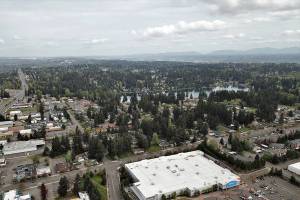 An overhead view of Steel Lake and S. 312th Street in Federal Way. Photo courtesy of Bruce Honda
