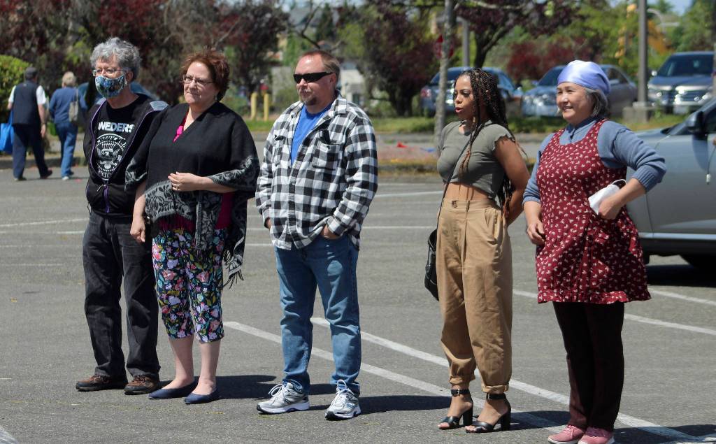 The performers await the judges results at the Federal Way Farmers Market for the first Federal Ways Got Talent show on June 5. Olivia Sullivan/the Mirror