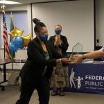 Board President Geoffery McAnalloy presents the inaugural Dream Maker Award to Dr. Tammy Campbell on June 8. Olivia Sullivan/the Mirror