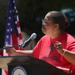 Robin Henderson sings African American Spirituals at the June 18 Juneteenth flag raising in Federal Way. Olivia Sullivan/the Mirror