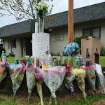 A memorial for 19-year-old Damien Helmbrecht was placed outside of the Westway Community Center on April 23,2020. Olivia Sullivan/staff photo