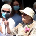 Peggy Ewanoski speaks at the July 22 birthday party celebration. Olivia Sullivan/the Mirror