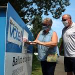 Federal Way residents Diann and Terry French drop off their primary election ballots outside Federal Way City Hall on Tuesday, Aug. 3. Olivia Sullivan/the Mirror