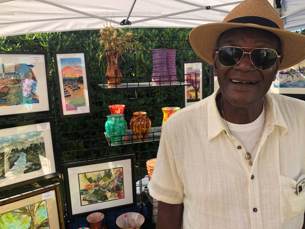 Federal Way artist Eugene Montgomery and his artist wife, Myla Montgomery, are annual fixtures at the FUSION festival. Learn more about their work at designsbymontgomerys.com. Photo by Andy Hobbs/Federal Way Mirror