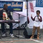 Brayson Adams, 5, and his grandfather Morris Catten perform Oh Give Thanks during the Aug. 7 edition of Federal Ways Got Talent. Brayson was chosen as one of two performers who will continue on to the finals in September. Photo by Andy Hobbs/Federal Way Mirror