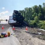 A 64-year-old Kent man died after his semi truck collided with a SUV on Aug. 23 along I-5 in Tukwila. COURTESY PHOTO, Washington State Patrol