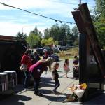Amber Alvarado tells Luna, 4, the memorial is a special place where we talk about special things. Olivia Sullivan/the Mirror