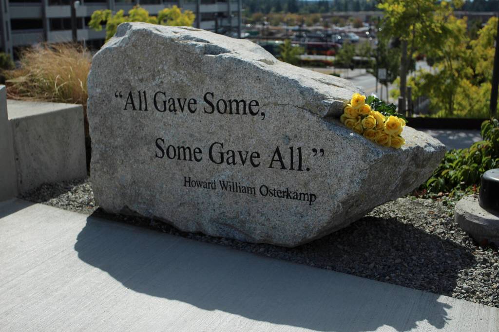 An engraved stone at the veterans memorial. Olivia Sullivan/the Mirror