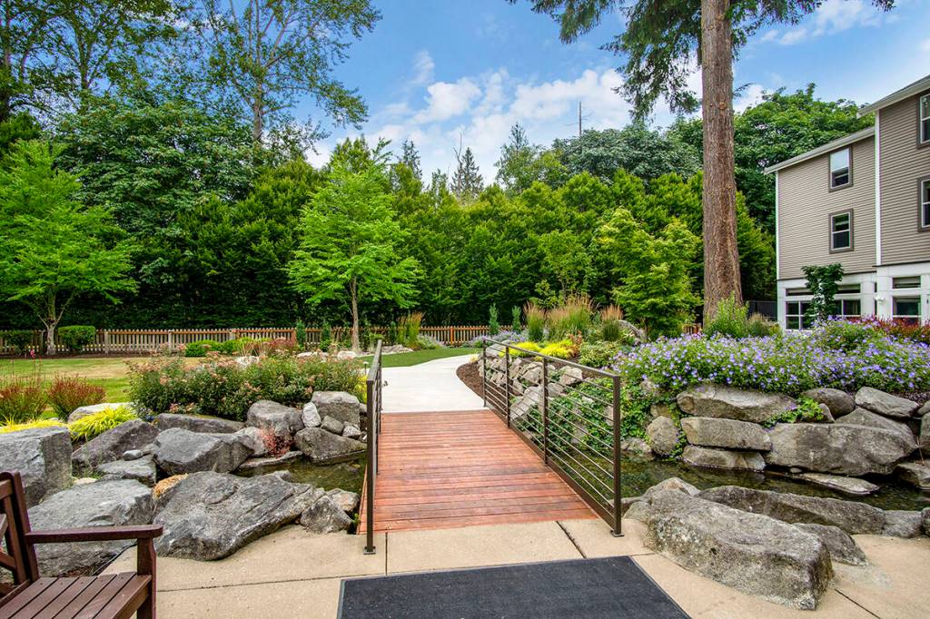 Beautiful gardens invite residents to enjoy some fresh air.