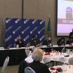 (Seated L-R) Mayor Jim Ferrell, Erica Norton, Greg Baruso, Jack Walsh, Leandra Craft, Renae Seam and Jack Dovey on Oct. 6. Olivia Sullivan/the Mirror