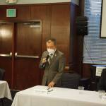 Henry Stewart-Wood/Sound Publishing
Incumbent City Councilmember Hoang Tran answers a question at the Mirrors political forum on Oct. 13.