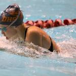 Decatur freshman Lilly Tucker competes in the 100-yard breaststroke at the 4A state swim tournament, Nov. 11, 2017 at the Weyerhaeuser King County Aquatic Center. Tucker placed seventh in the state in the event, finishing in 1 minute, 8.11 seconds. Courtesy Tracy Arnold