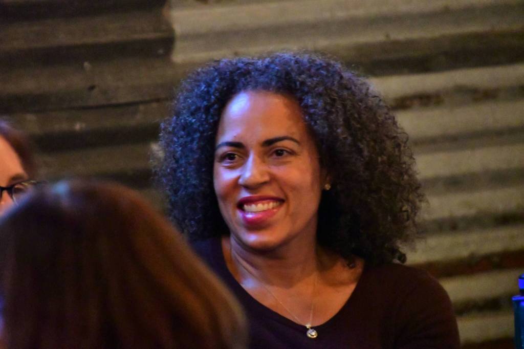 Candidate Erica Norton chats with community members at the election night party at Billy McHales on Nov. 2. Photo courtesy of Bruce Honda