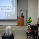 Superintendent Dr. Dani Pfeiffer speaks at the renaming and healing ceremony on Dec. 10. Photo courtesy of Federal Way Public Schools