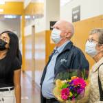 David and Peggy Beamer visited Todd Beamer High School, named after their son Todd Beamer, on Sept. 10. Photo courtesy of Federal Way Public Schools