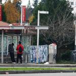 Three shootings in four days occurred Nov. 24-27, 2021 near this bus stop along Pacific Highway South near Kent Des Moines Road in Kent. STEVE HUNTER, Sound Publishing