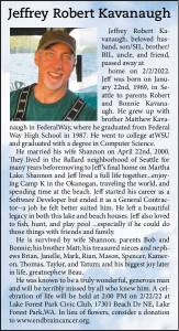 Jeffrey Robert Kavanaugh | Obituary