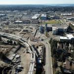 Looking west, the Sound Transit Federal Way Link Extension construction is taking shape in the citys core. Photo courtesy of Bruce Honda