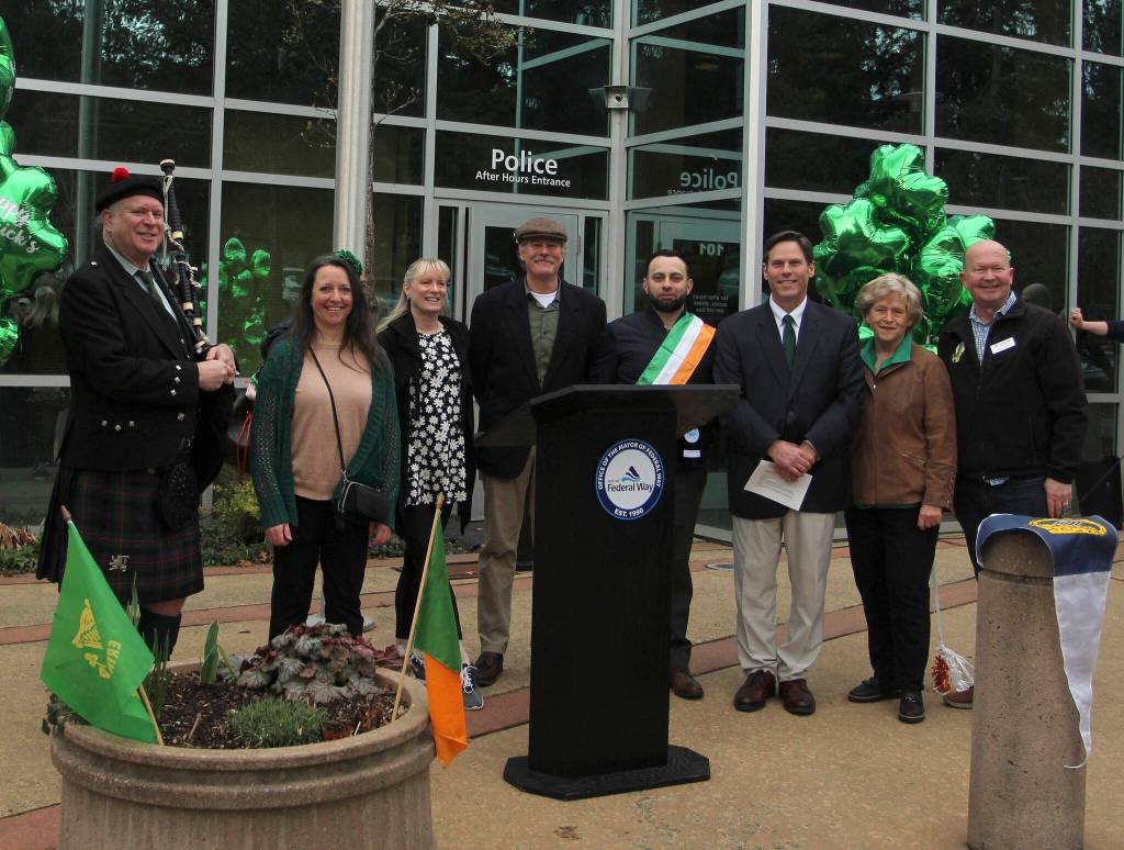 Event participants gather on March 17. Olivia Sullivan/the Mirror