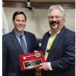 Mayor Jim Ferrell and Tim Johnson, pictured on April 1. Mirror staff photo