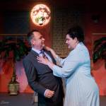 Andrew Fry and Deanna Martinez perform a scene during Dirty Rotten Scoundrels. Photo courtesy of Centerstage Theatre