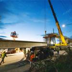 Girder Tie-in from the Angle Lake Station to the Federal Way Link Extension March 5. Photo courtesy of Sound Transit