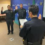 Officer Brady Avestruz and Officer Thayson Galvao. Photo courtesy of Federal Way Police Department Facebook