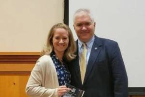Stacie Scarpaci, left, with Judge Dave Larson. Courtesy photo