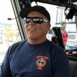 Driver Engineer John Fontana aboard Marine 367 on his final day with South King Fire. Olivia Sullivan/the Mirror
