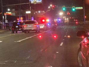 The scene on July 30, 2021 after a car crashed into trees and a utility box following a shooting. Courtesy photo