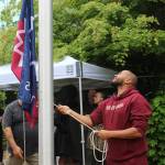 Zaurel Blue raises the flag above City Hall on June 17. This isnt just a flag; we want equal rights, equality … this is so pivotal, he said. Olivia Sullivan/the Mirror