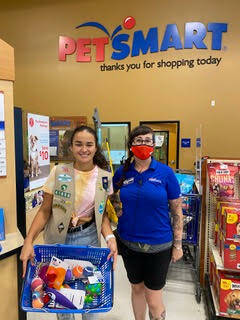 Hanna Banks with a Petsmart employee, photo courtesy of Hanna Banks