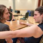 Kaira Hensler and David Breyman rehearse for The Oregon Trail show. Photo courtesy of Kyle Sinclair