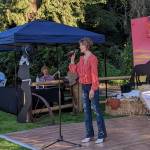 FUSION founder Peggy LaPorte speaking at FUSION Art Event August 3. Photo by Sarah Fox.