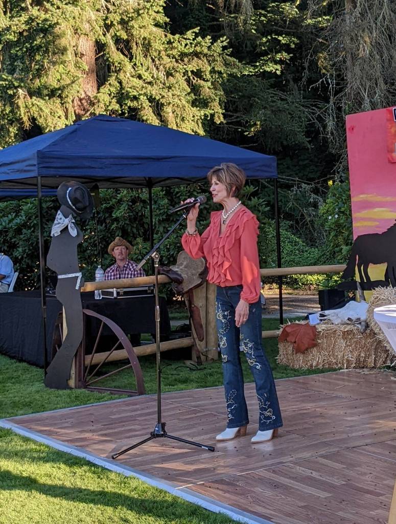 FUSION founder Peggy LaPorte speaking at FUSION Art Event August 3. Photo by Sarah Fox.