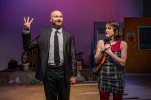 Kyle Sinclair and Karia Hensler perform in The Oregon Trail.