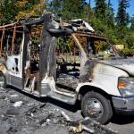 This van, used by Christs Church Federal Way on Dash Point Road, was torched in early September by an unknown arsonist or arsonists, the church says. Photo by Alex Bruell/Sound Publishing