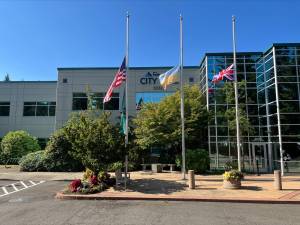 Mayor Jim Ferrell ordered the flag of the United Kingdom to be flown at City Hall on Sept. 19 as the world pays its respects to her late Majesty Queen Elizabeth II. Photo courtesy of the City of Federal Way.
