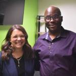 Lisa Brooks, project manager at King County Community and Human Services, poses for a picture with Louis Guiden.