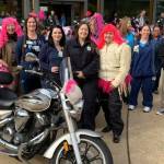 Riders from a previous Wigged Out Ride assemble at St. Anthony Hospital in Gig Harbor. Image courtesy Susan Scanlon.