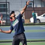 Photo by Ben Ray/Sound Publishing
Todd Beamer High School sophomore Carter Wiley in his opening match Oct. 14.