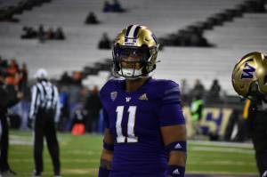 Alphonzo Tuputala looks on toward the fans Nov. 4 as he prepares to take on the Oregon State University Beavers. He had four tackles. Courtesy photo