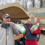Volunteers help hand out Thanksgiving turkeys on Nov. 21. Photo courtesy of Shelley Pauls