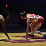 TJ captain CJ Trevino wrestling to help the Raiders take down the Chargers. Ben Ray/ The Mirror