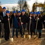 Photo by Mel Ponder Photography. From left to right: Federal Way Mayor Jim Ferrell; Chris Eisenzimmer, Blue Ridge Atlantic; King County Councilmember Pete von Reichbauer; Federal Way Councilmember Lydia Assefa-Dawson; Federal Way Councilmember Linda Kochmar; King County Executive Dow Constantine; MSC CEO Robin Corak; Federal Way Councilmember Susan Honda; Representative Jamila Taylor, WA State Legislature; and SRI President Len Brannen participate in the ground breaking ceremony for the new Redondo Heights development in North Federal Way.