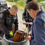 This photo, shared by Federal Way Mayor Jim Ferrell on Twitter, shows officers working at the Feb. 4 gun buy-back event in Federal Way.