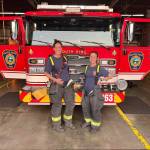Photo courtesy of Ann Hoag
Lt. Ann Hoag and firefighter Amanda Weed pose for a photo holding each of their ultrasound photos at Station 63 in October 2022.
