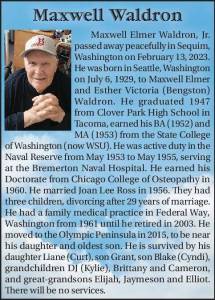 Maxwell Waldron | Obituary