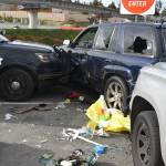 Cicero Sanchezs autopsy report shows evidence of medical intervention performed at the scene including wound dressing, thoracostomy tubes, intubation, defibrillator pads and the administration of an intravascular catheter. Multiple windows on Sanchezs vehicle appear partially and fully broken. (Photo courtesy of Cristy Sanchez)