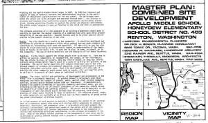 The Apollo Middle School would have been built on the 20 acres that were bought from the Houstons, Longinakers and Harris. Public records show that eminent domain was only used on the Harris property, but the school was never built. Image from document courtesy of the City of Renton.